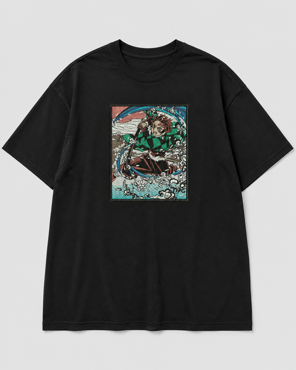 Tanjiro Battle emboidery oversized t-shirt