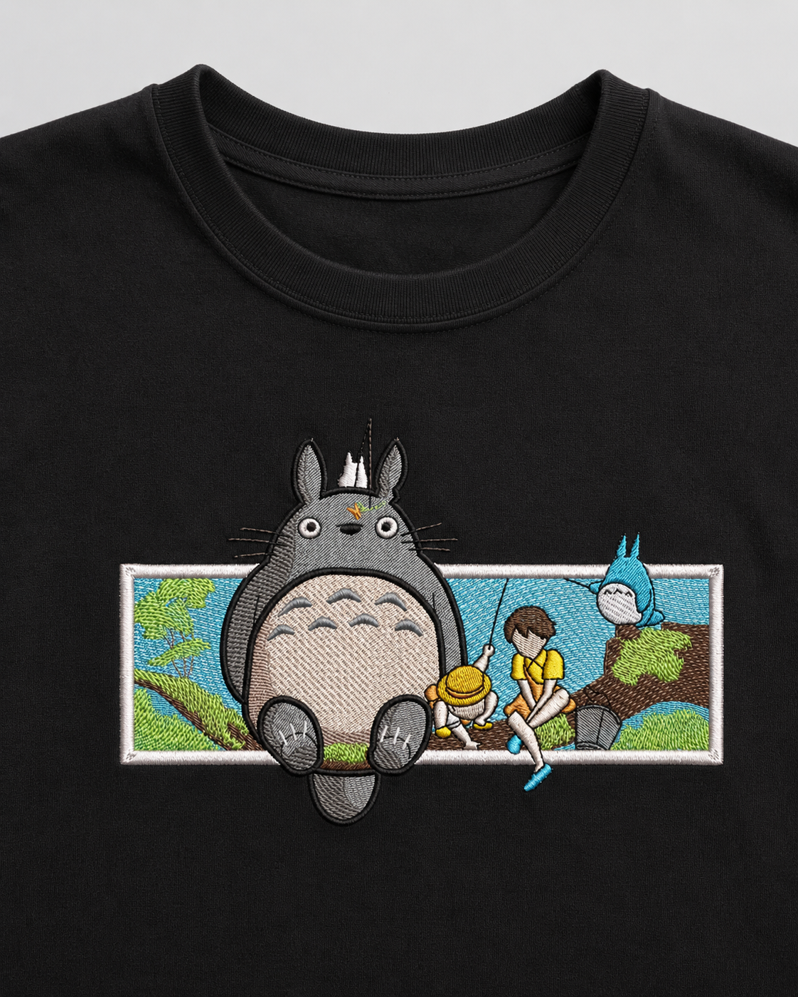 Totoro emboidery oversized t-shirt