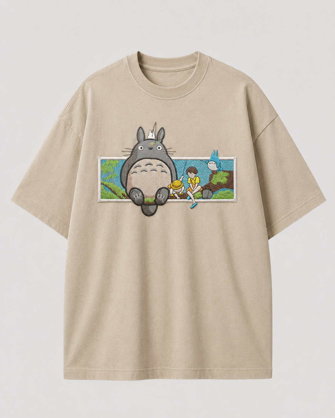 Totoro emboidery oversized t-shirt