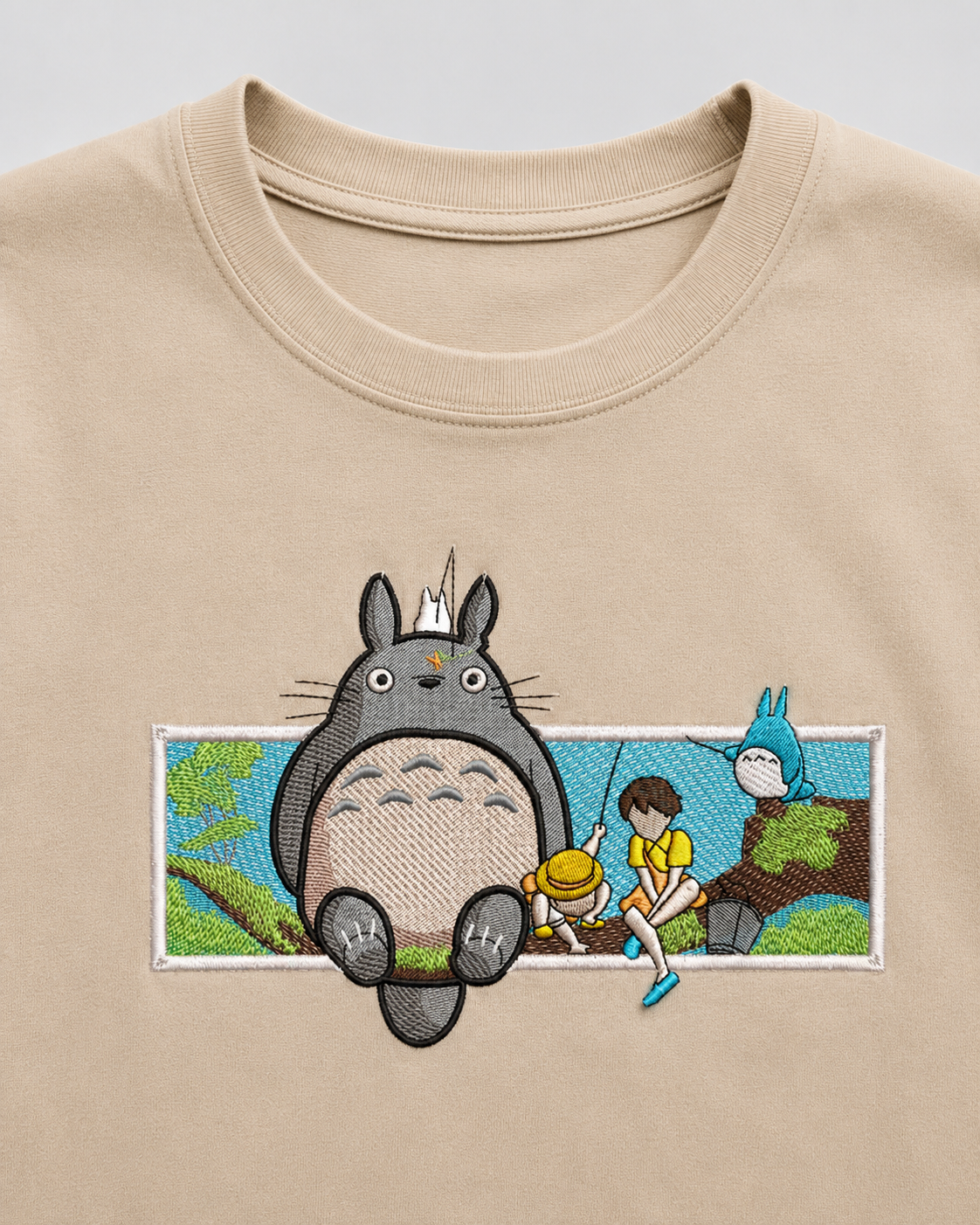 Totoro emboidery oversized t-shirt