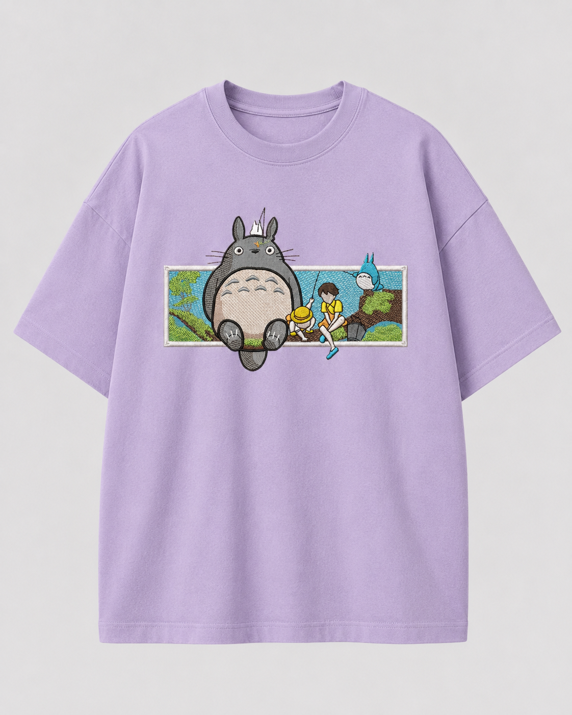 Totoro emboidery oversized t-shirt