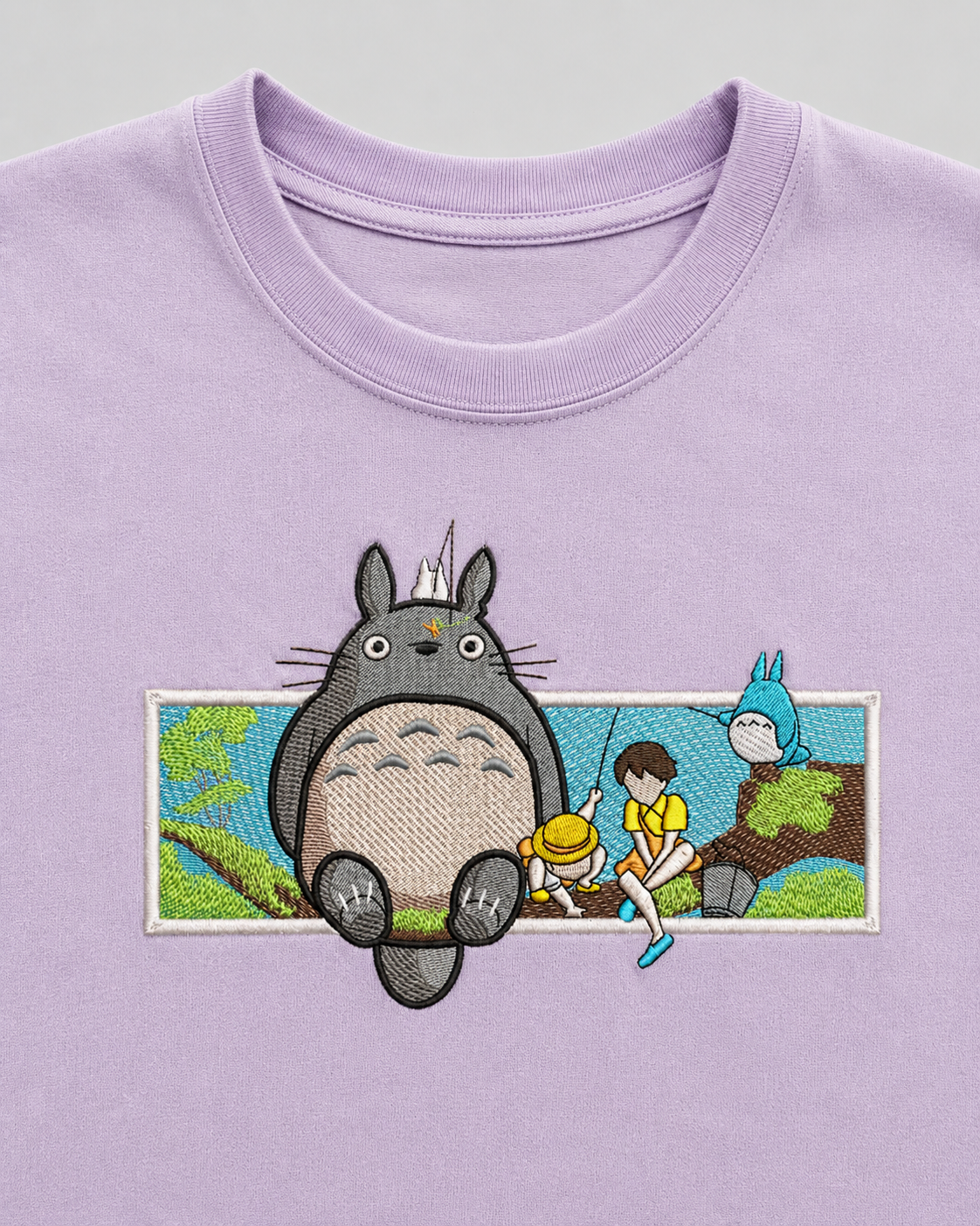 Totoro emboidery oversized t-shirt
