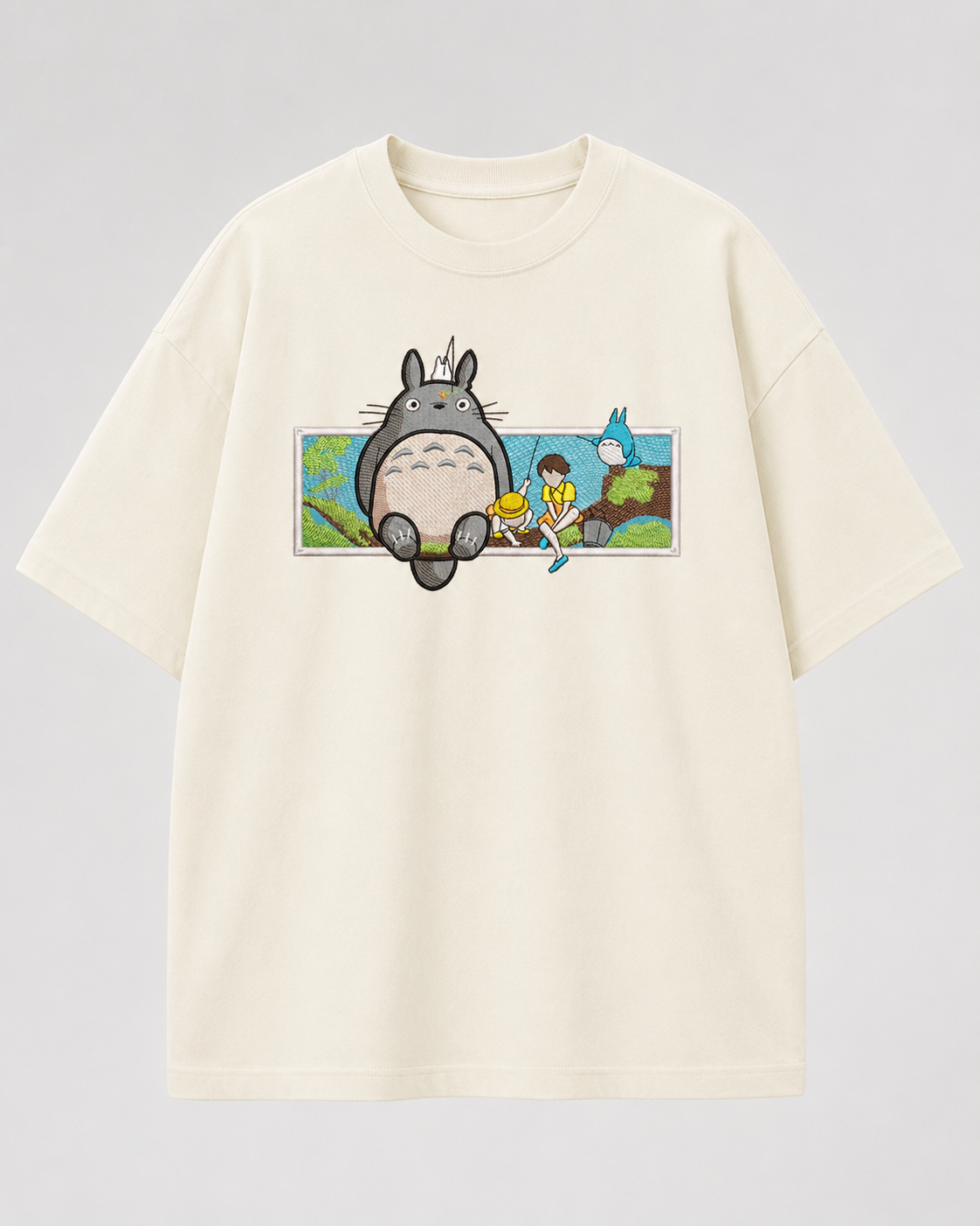 Totoro emboidery oversized t-shirt