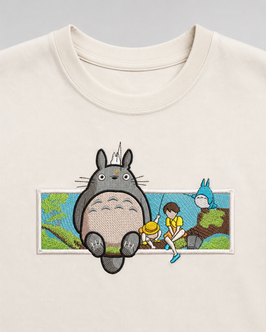 Totoro emboidery oversized t-shirt