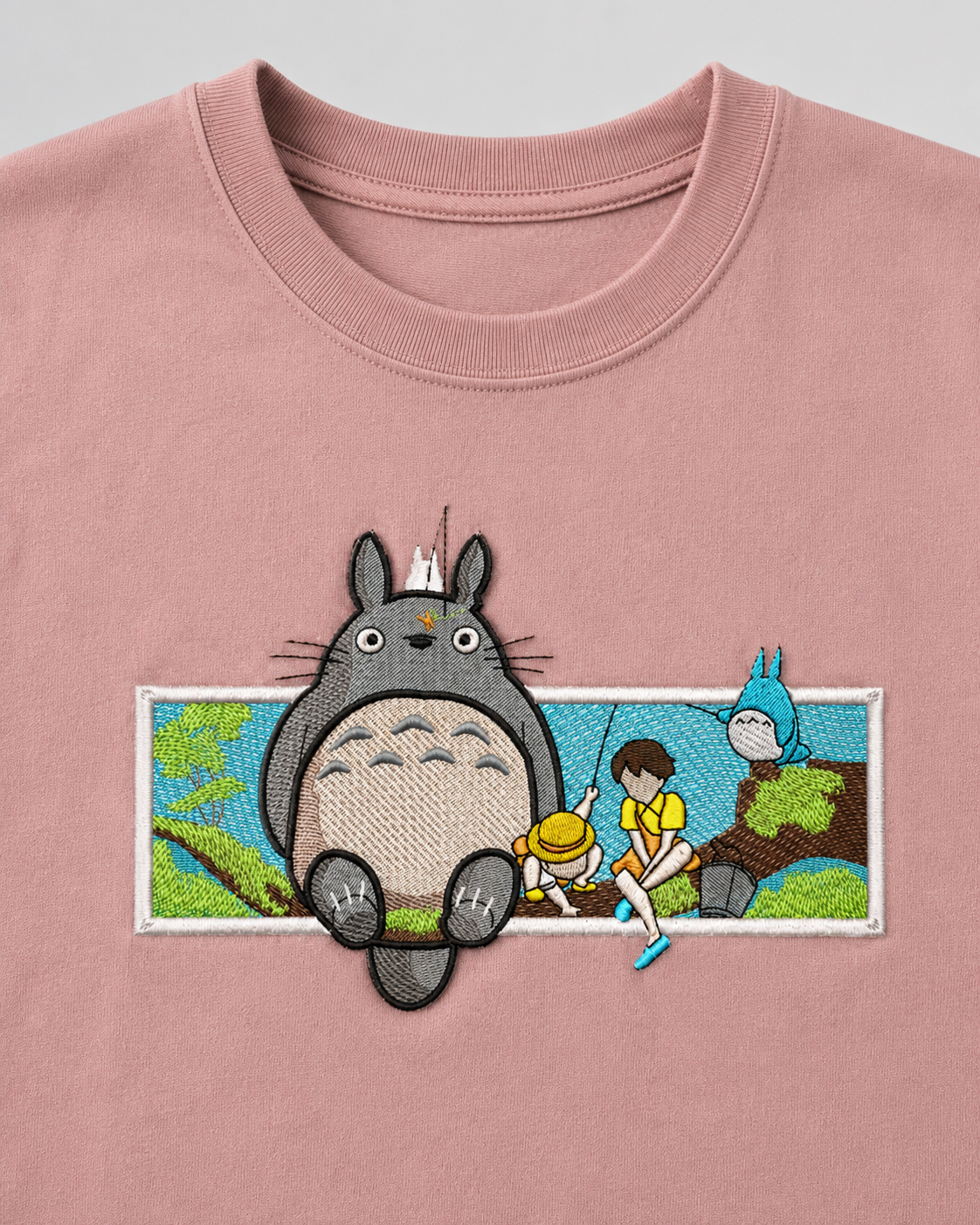 Totoro emboidery oversized t-shirt