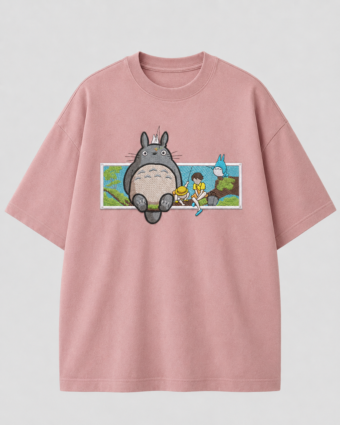 Totoro emboidery oversized t-shirt