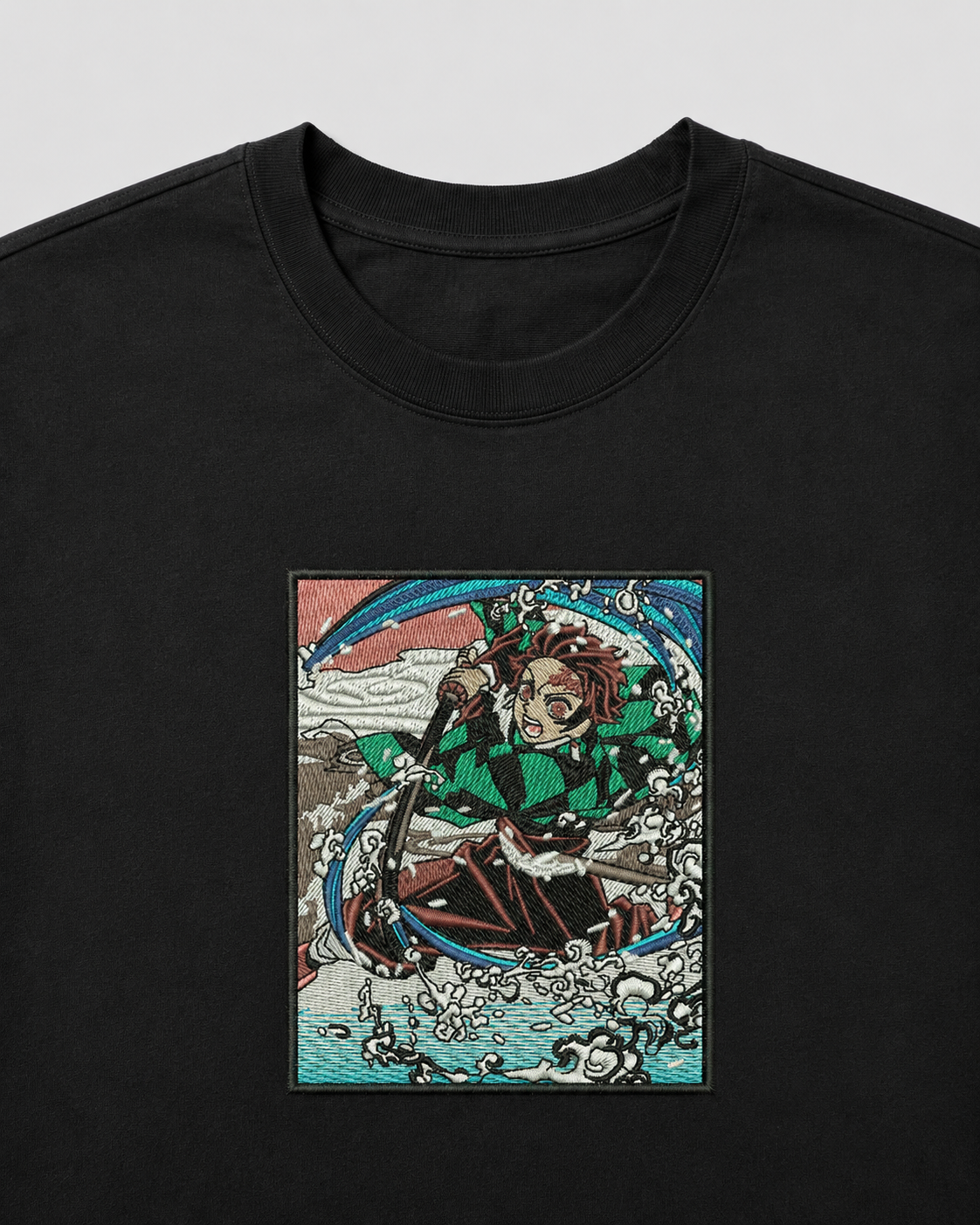 Tanjiro Battle emboidery oversized t-shirt