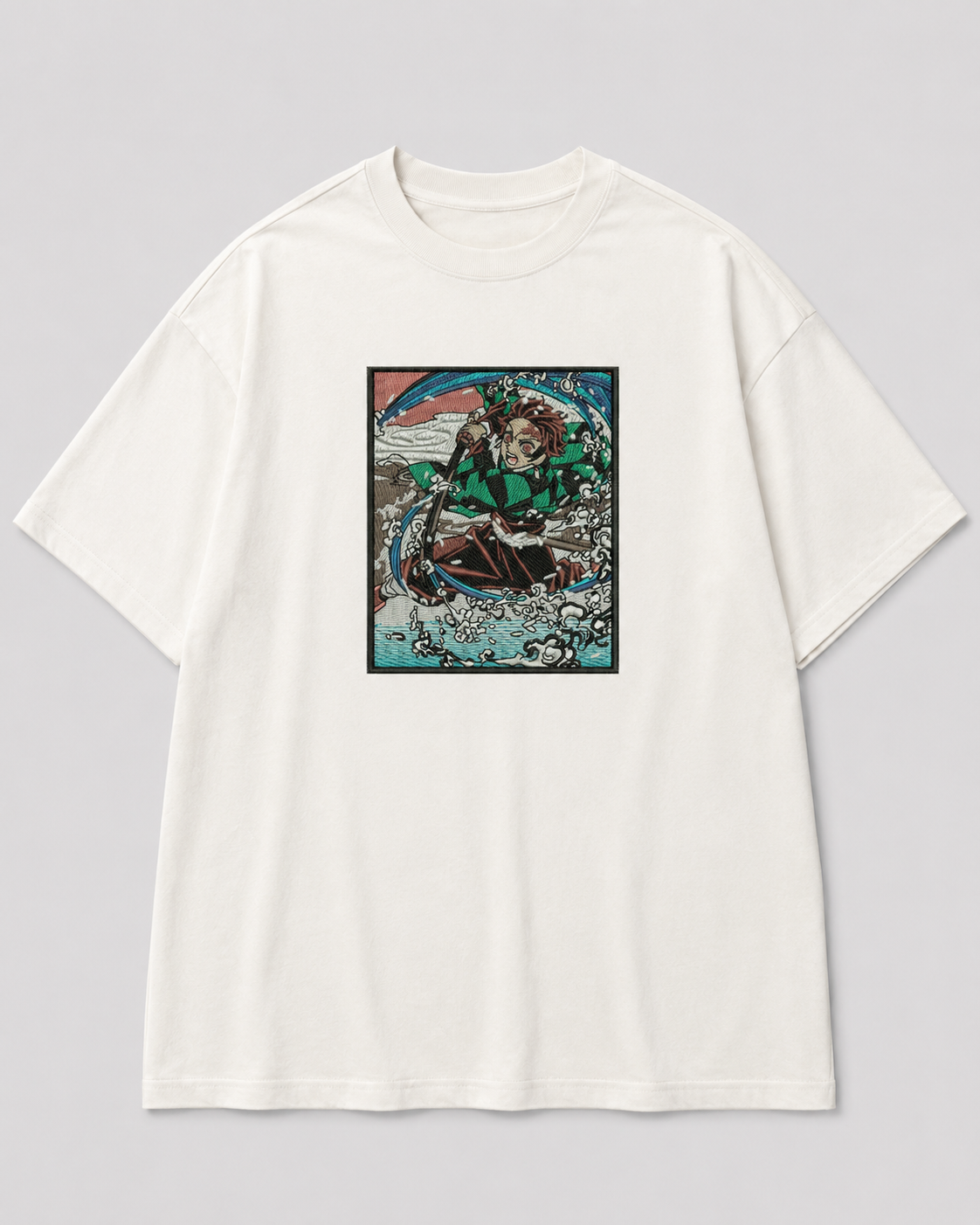 Tanjiro Battle emboidery oversized t-shirt