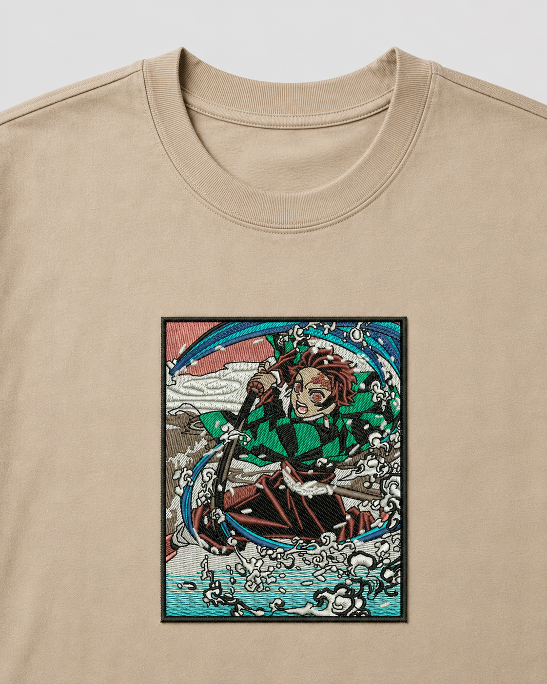 Tanjiro Battle emboidery oversized t-shirt