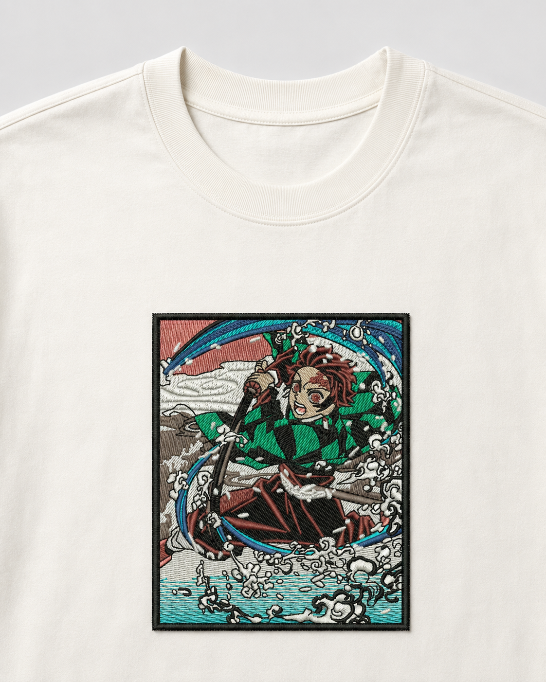 Tanjiro Battle emboidery oversized t-shirt