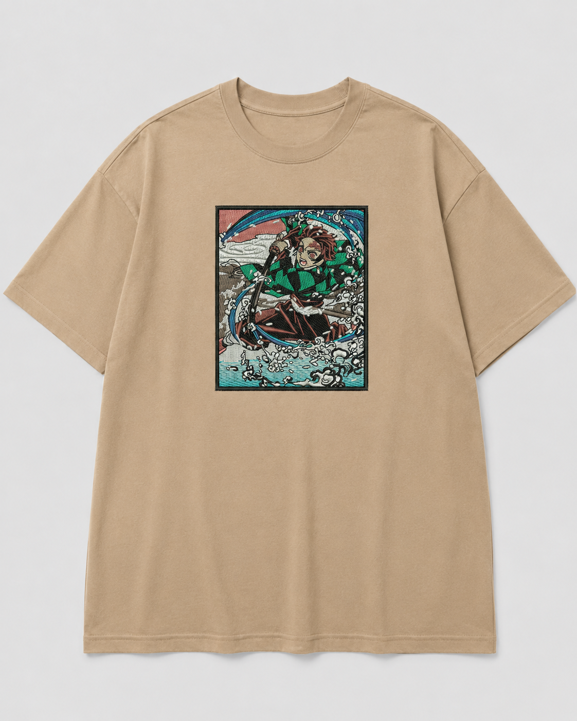 Tanjiro Battle emboidery oversized t-shirt