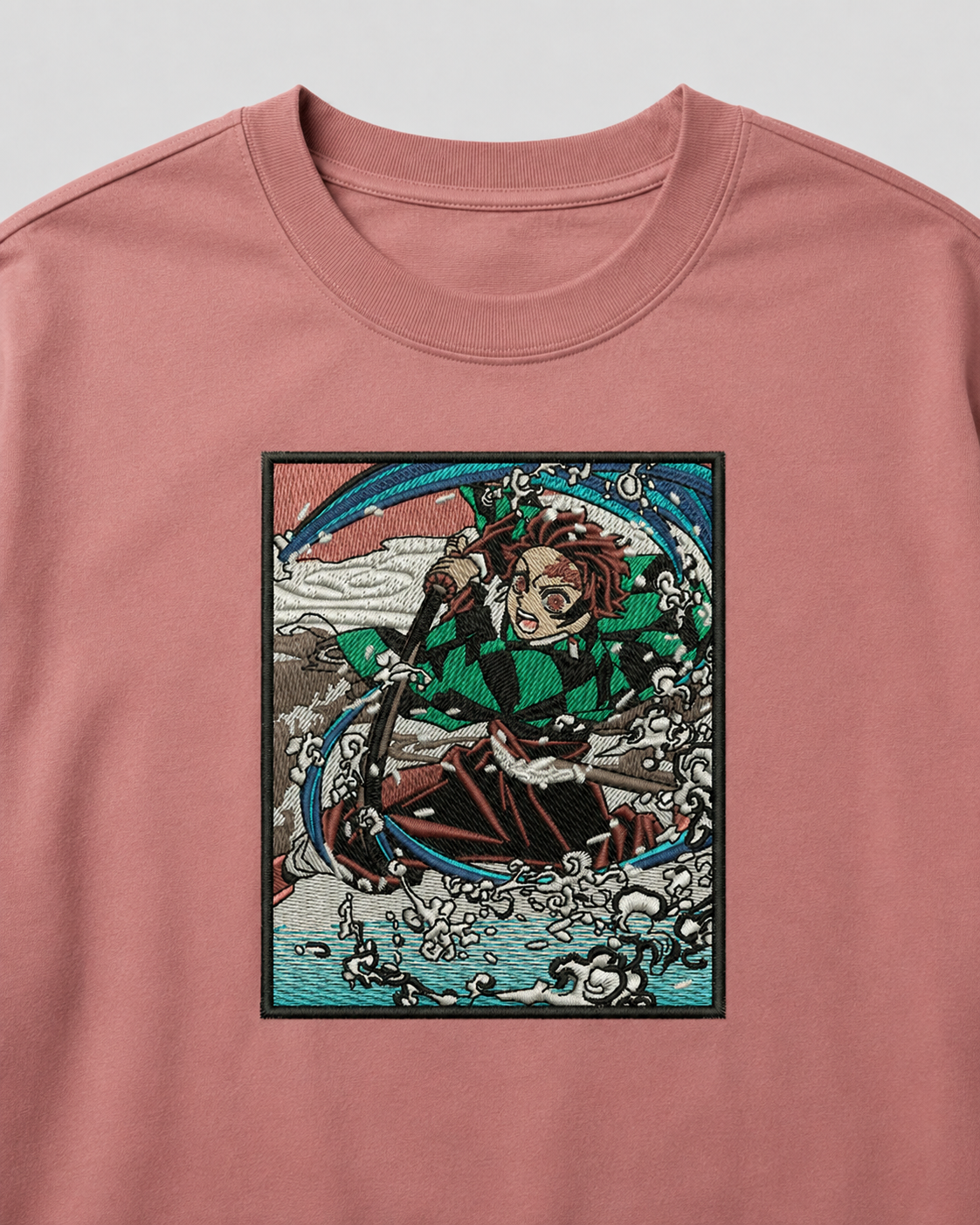 Tanjiro Battle emboidery oversized t-shirt