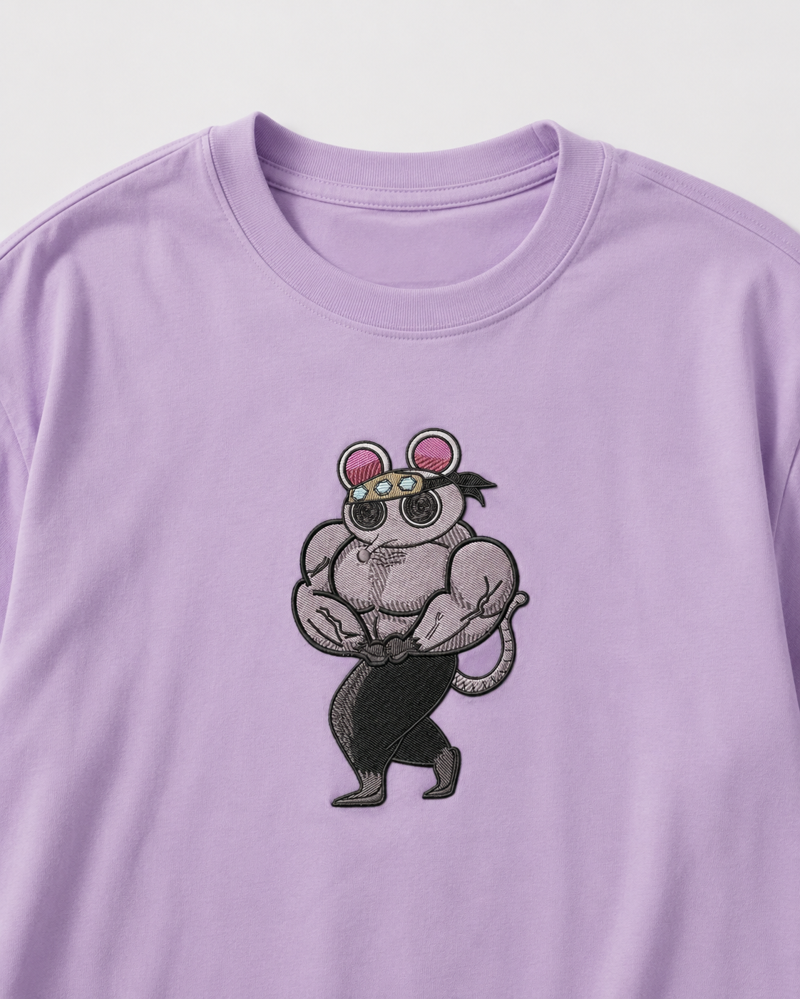 Muscular Mouse Embroidery Anime Oversize